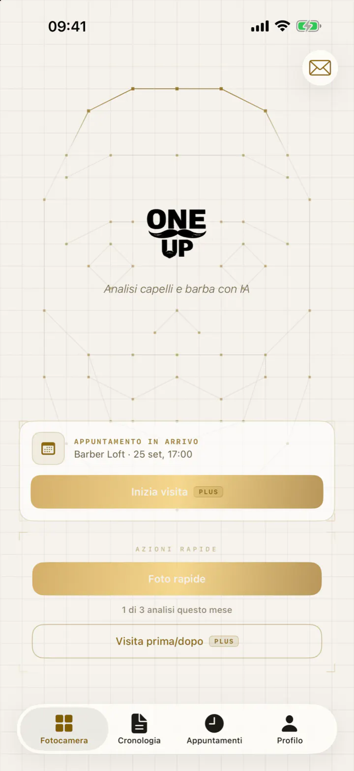 La schermata iniziale di One-UP con il prossimo appuntamento.