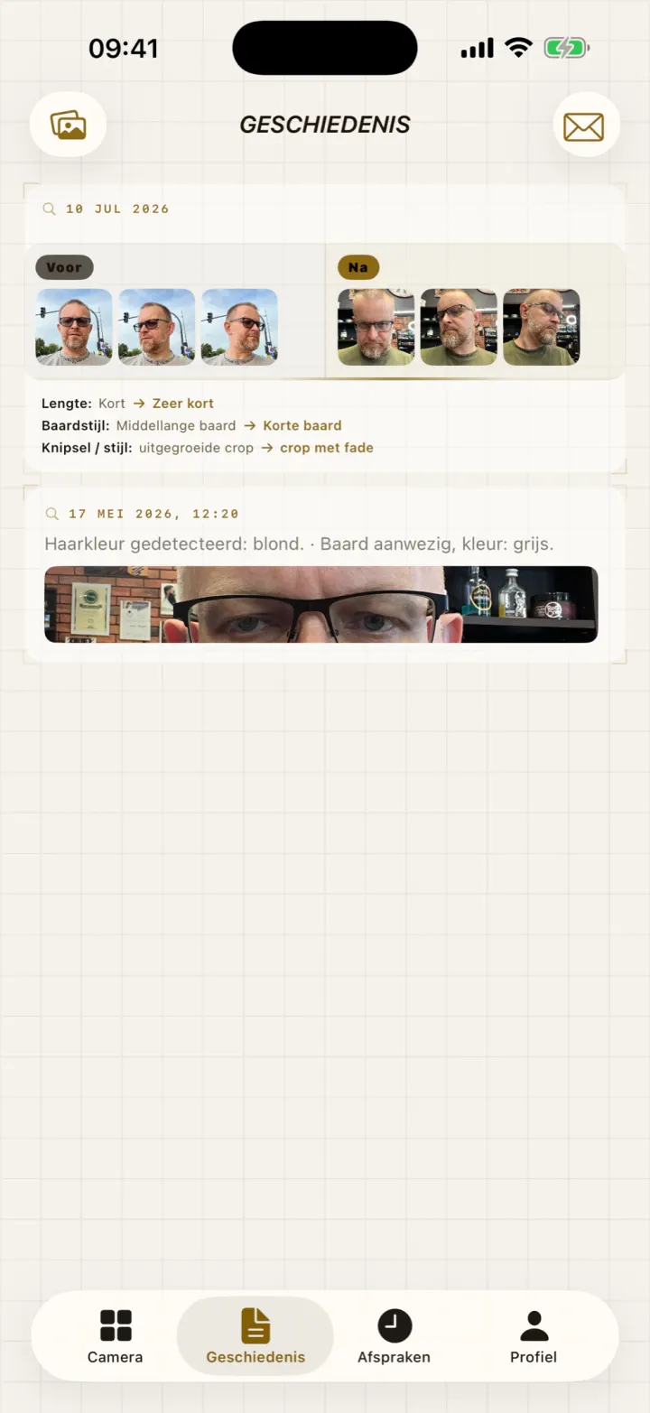 De historie met een voor-en-na-bezoek en een oudere sessie.